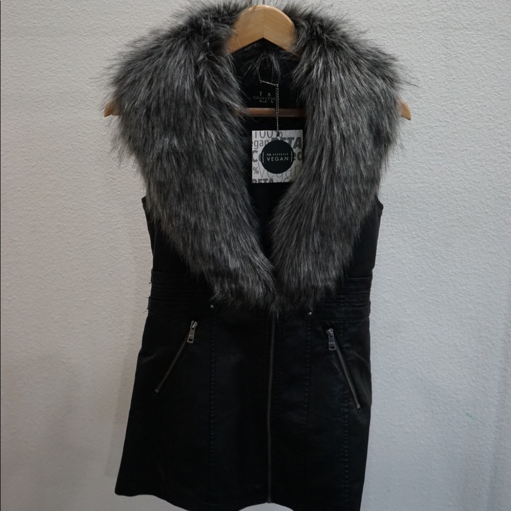 NWT LA Coalition Vegan Leather longline vest